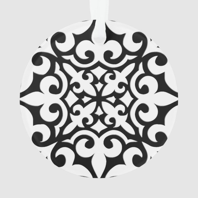Moroccan tile - white with black background ornament (Back)