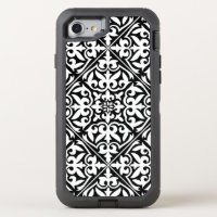 Moroccan tile - white with black background