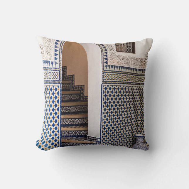 Moroccan Tiled Doorway Throw Pillow (Front)