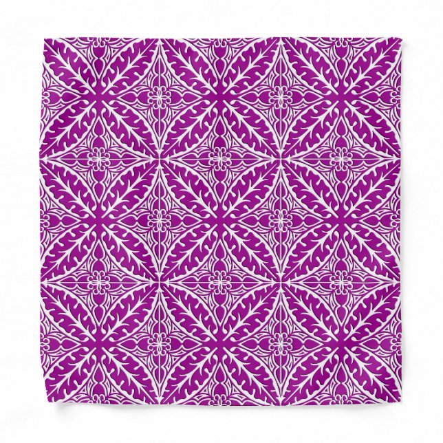 Moroccan tiles - amethyst purple and white bandana (Front)