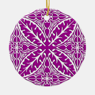 Moroccan tiles - amethyst purple and white ceramic ornament