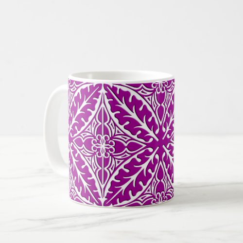 Moroccan tiles _ amethyst purple and white coffee mug