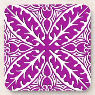 Moroccan tiles - amethyst purple and white drink coaster