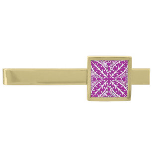 Moroccan tiles - amethyst purple and white gold finish tie bar