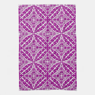 Moroccan tiles - amethyst purple and white kitchen towel