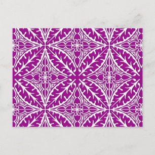 Moroccan tiles - amethyst purple and white postcard