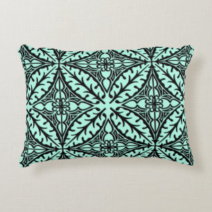 Moroccan tiles - aqua blue and black decorative pillow