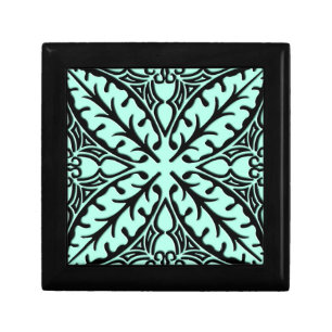 Moroccan tiles - aqua blue and black keepsake box