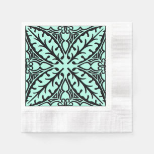 Moroccan tiles - aqua blue and black paper napkins
