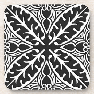 Moroccan tiles - black and white coaster
