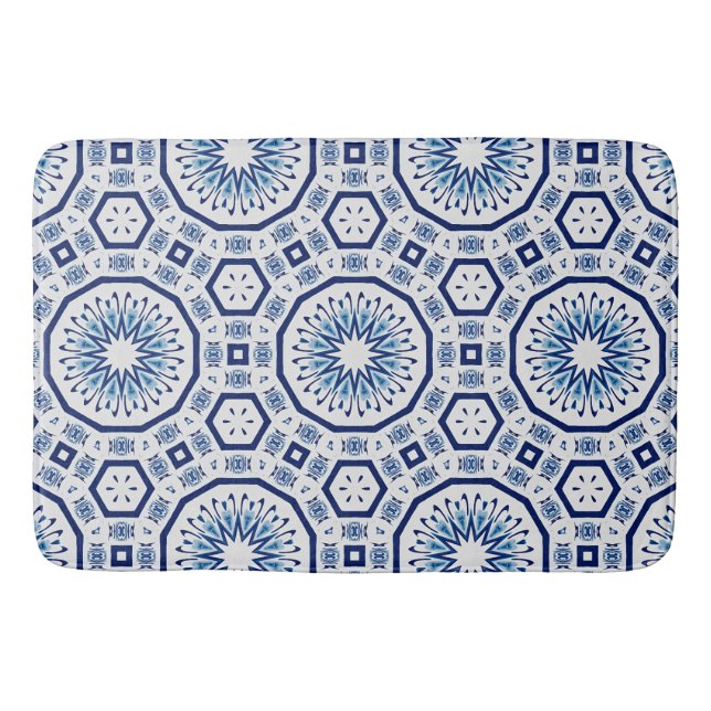 Moroccan tiles,blue tile,All-Over Print Bath Mat (Front)