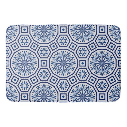 Moroccan tilesblue tileAll_Over Print Bath Mat