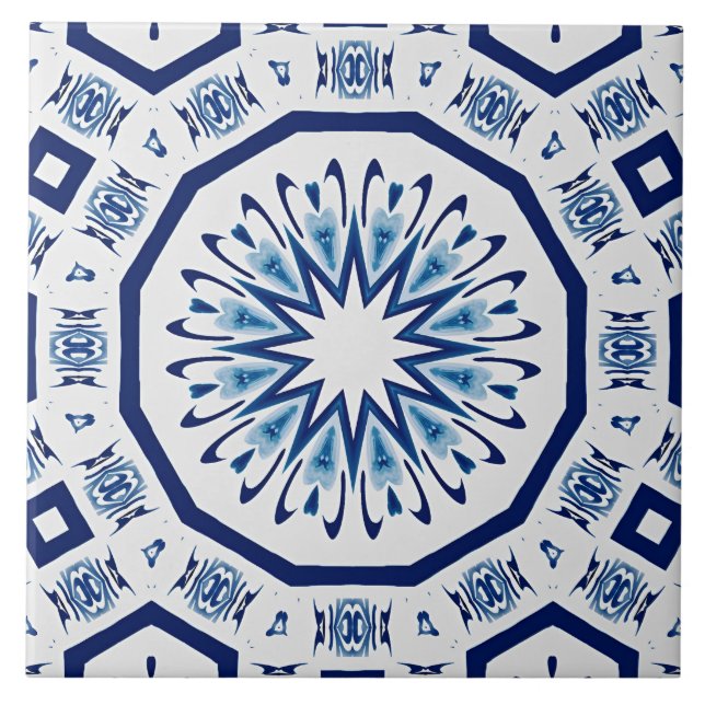 Moroccan tiles,blue tile,All-Over Print Ceramic Tile (Front)