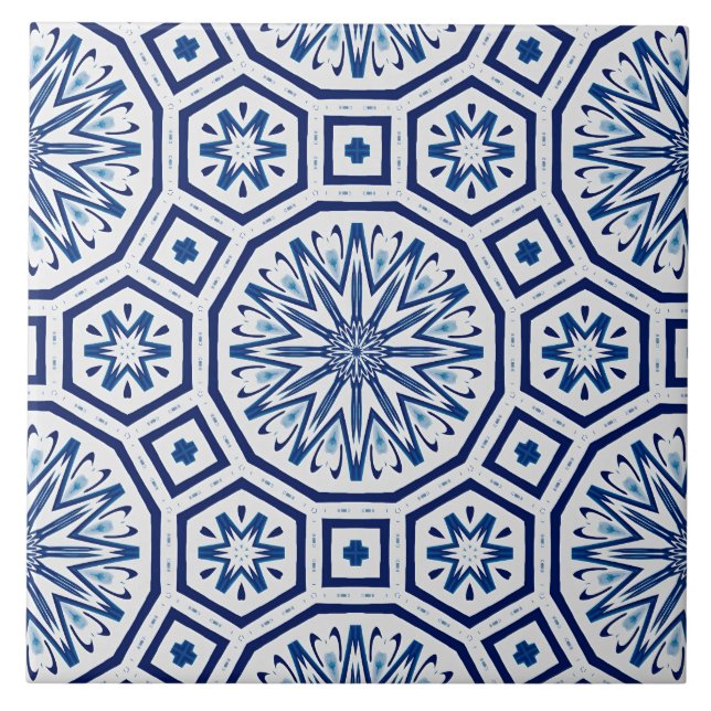 Moroccan tiles,blue tile,All-Over Print Ceramic Tile (Front)