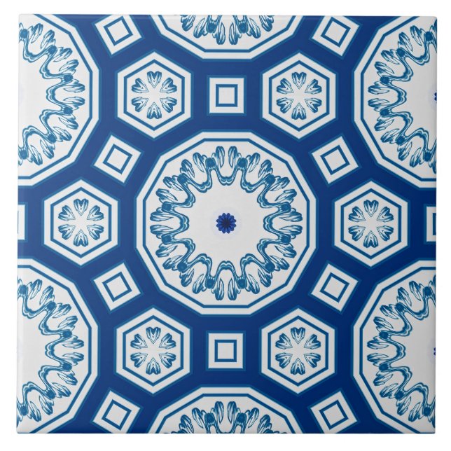 Moroccan tiles,blue tile,All-Over Print Ceramic Tile (Front)