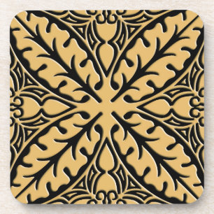 Moroccan tiles - camel tan and black beverage coaster