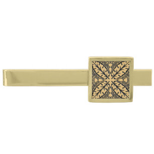 Moroccan tiles - camel tan and black gold finish tie bar