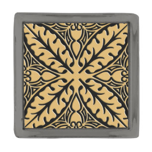 Moroccan tiles - camel tan and black gunmetal finish lapel pin