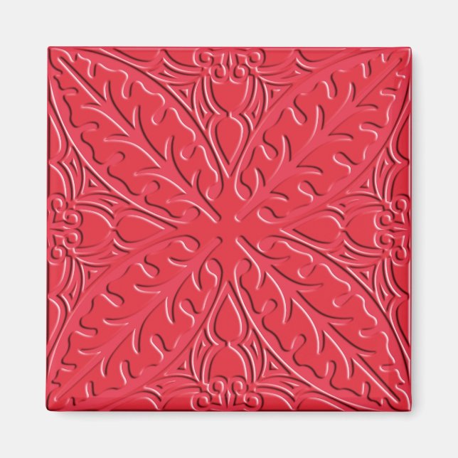 Moroccan tiles - cinnabar red magnet (Front)