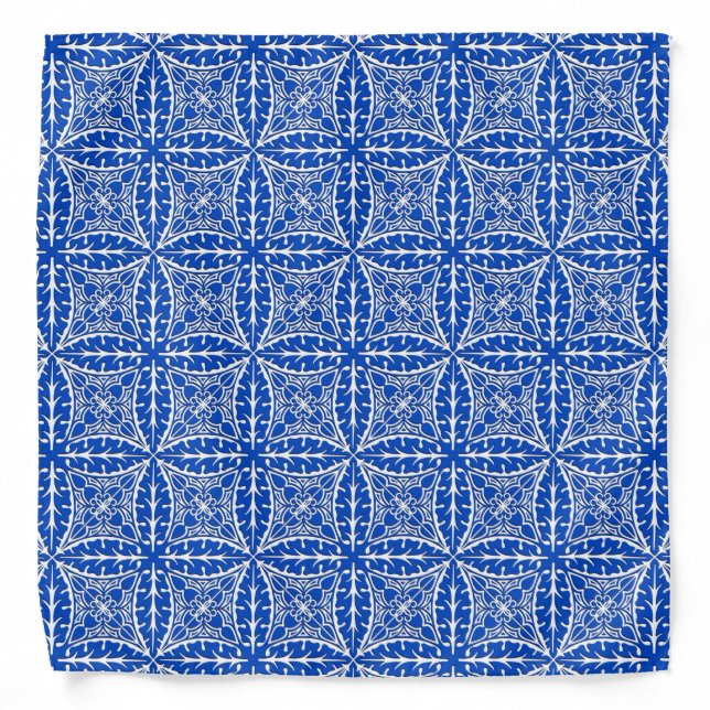 Moroccan tiles - cobalt blue and black bandana (Front)