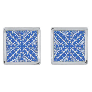 Moroccan tiles - cobalt blue and white cufflinks