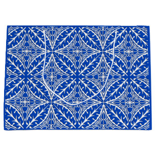 Moroccan tiles - cobalt blue and white large gift bag