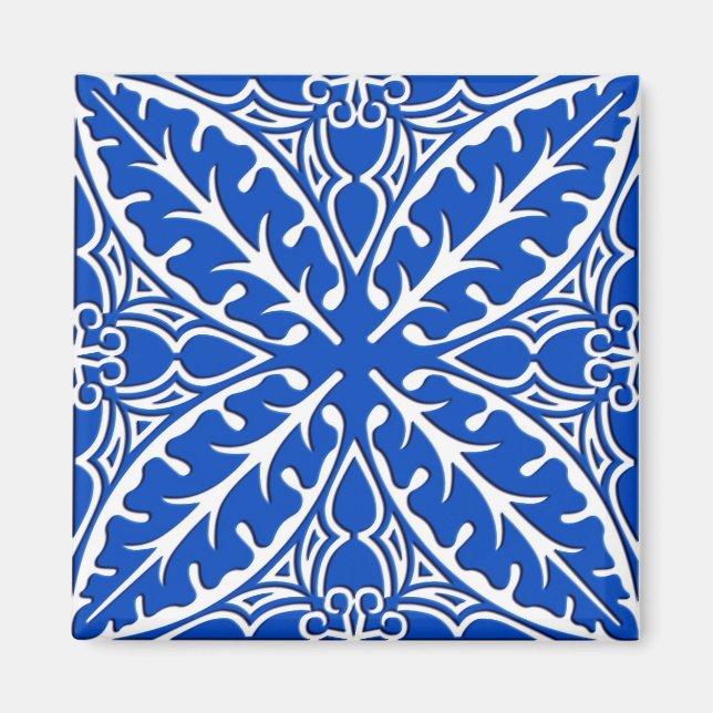 Moroccan tiles - cobalt blue and white magnet (Front)