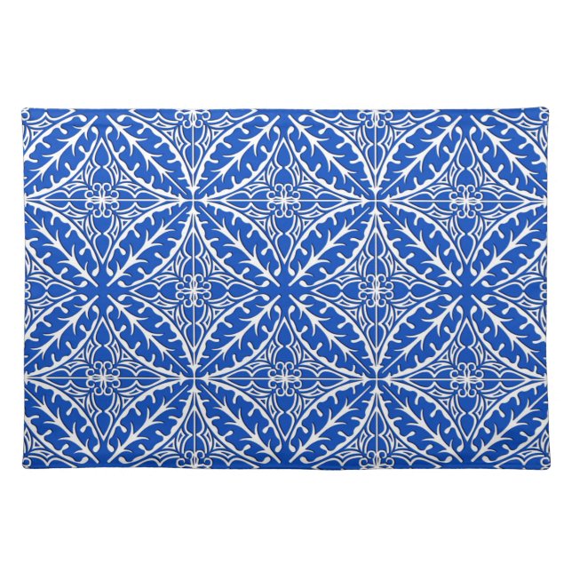 Moroccan tiles - cobalt blue and white placemat (Front)