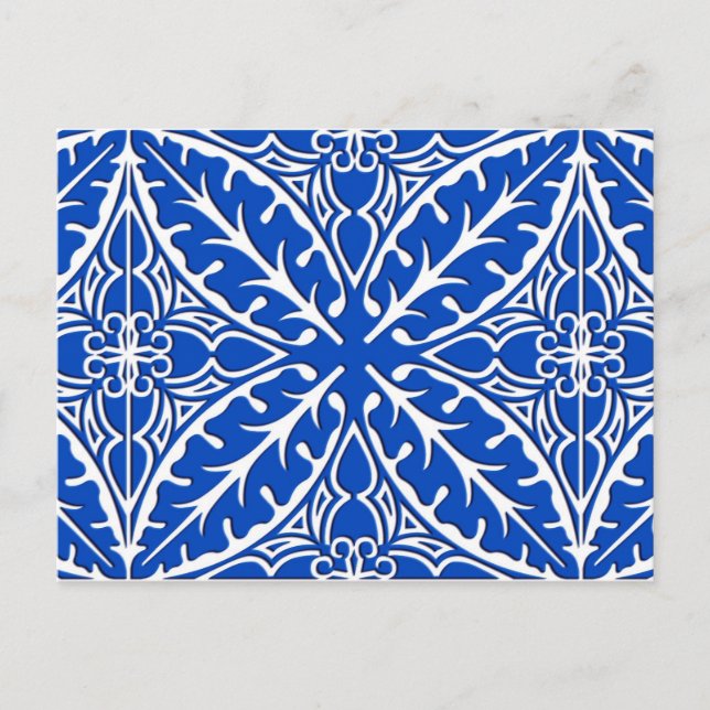 Moroccan tiles - cobalt blue and white postcard (Front)