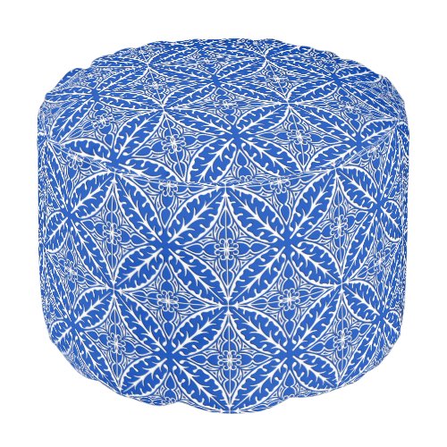 Moroccan tiles _ cobalt blue and white pouf
