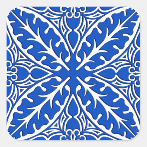 Moroccan tiles _ cobalt blue and white square sticker