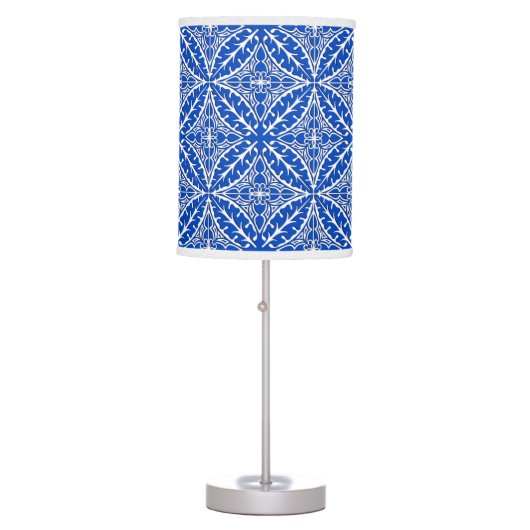 Moroccan tiles - cobalt blue and white table lamp (Front)