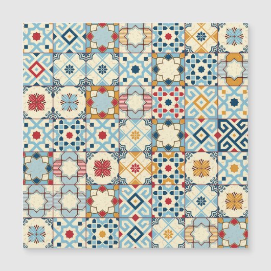 Moroccan tiles, colorful seamless pattern. (Front)