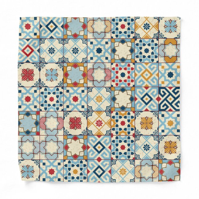 Moroccan tiles, colorful seamless pattern. bandana (Front)
