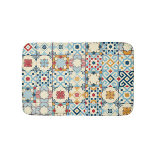 Moroccan tiles, colorful seamless pattern. bath mat