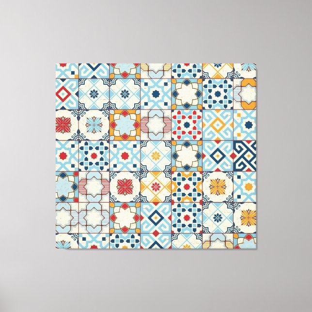 Moroccan tiles, colorful seamless pattern. canvas print (Front)