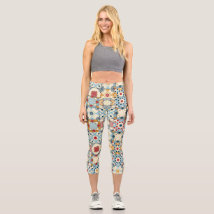 Moroccan tiles, colorful seamless pattern. capri leggings