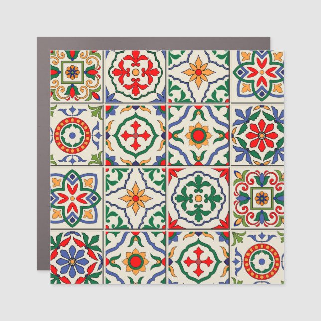 Moroccan Tiles: Colorful Seamless Pattern. Car Magnet (Front)