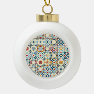 Moroccan tiles, colorful seamless pattern. ceramic ball christmas ornament