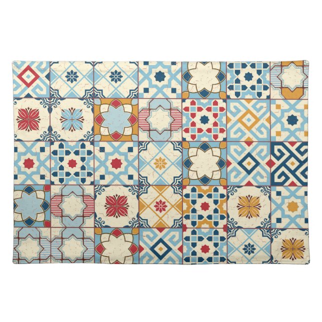 Moroccan tiles, colorful seamless pattern. cloth placemat (Front)