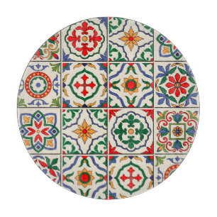 Moroccan Tiles: Colorful Seamless Pattern. Cutting Board