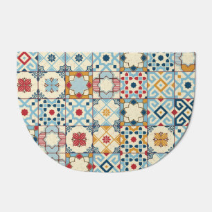 Moroccan tiles, colorful seamless pattern. doormat
