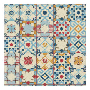 Moroccan tiles, colorful seamless pattern. faux canvas print