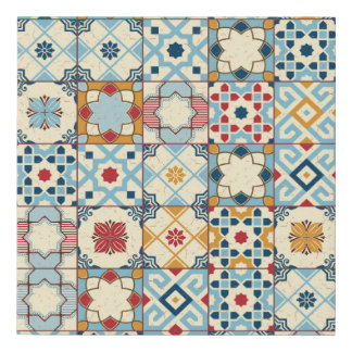 Moroccan tiles, colorful seamless pattern. faux canvas print