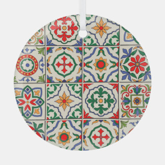 Moroccan Tiles: Colorful Seamless Pattern. Glass Ornament