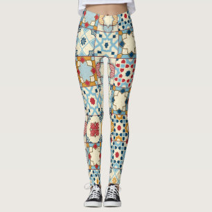 Moroccan tiles, colorful seamless pattern. leggings