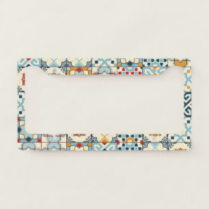 Moroccan tiles, colorful seamless pattern. license plate frame