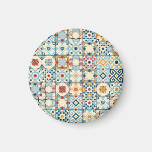 Moroccan tiles, colorful seamless pattern. magnet