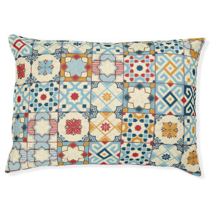 Moroccan tiles, colorful seamless pattern. pet bed