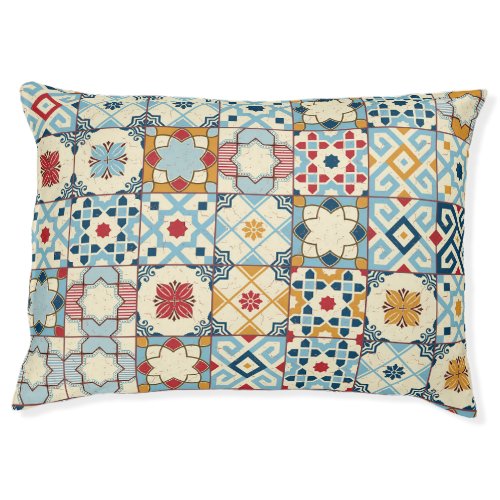 Moroccan tiles colorful seamless pattern pet bed
